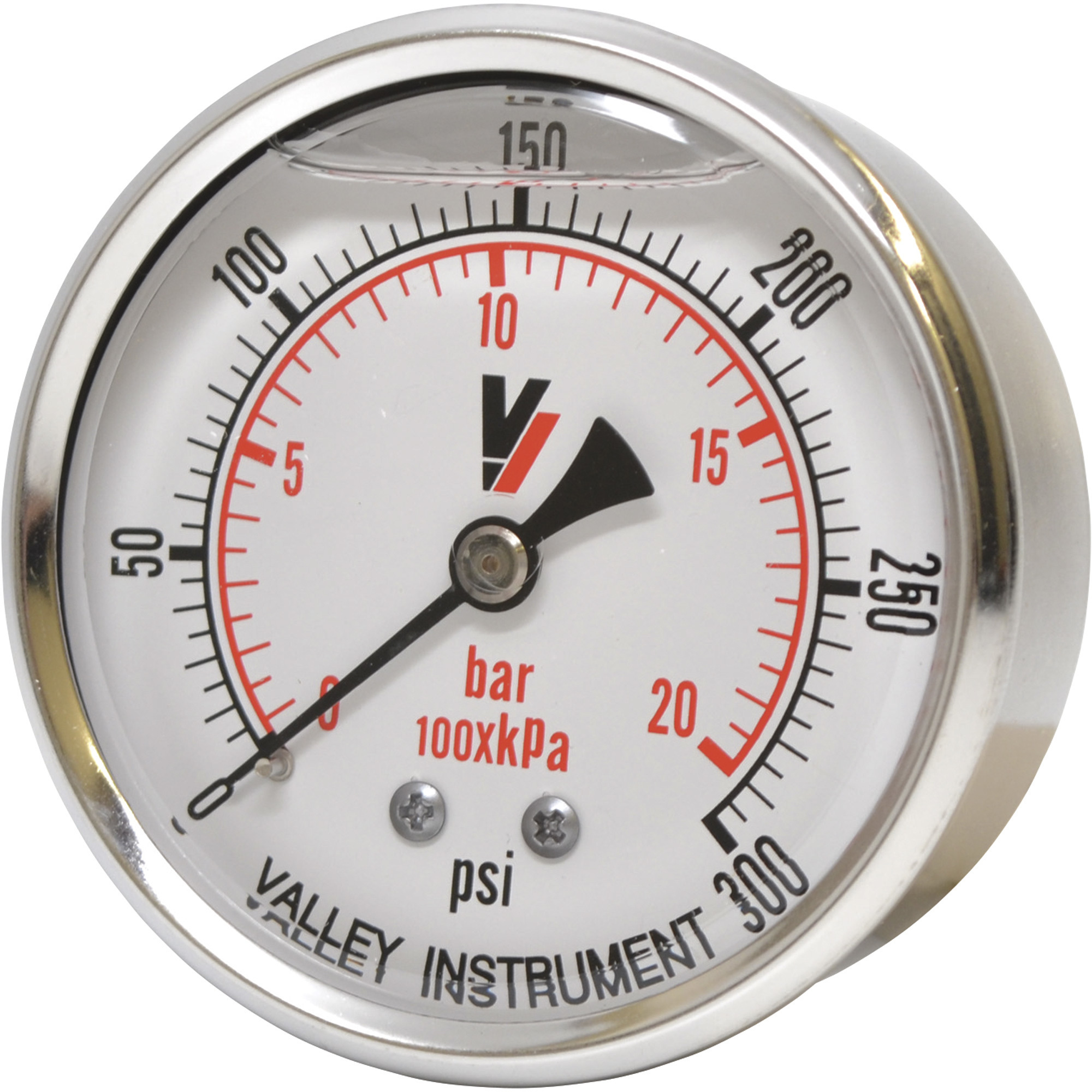 Valley Industries, 2.5in. Back Mt Gauge 300PSI, Case Material Stainless Steel, Min. Operating Pressure 0 PSI, Max. Operating Pressure 300 PSI, Model# 2240GXB300